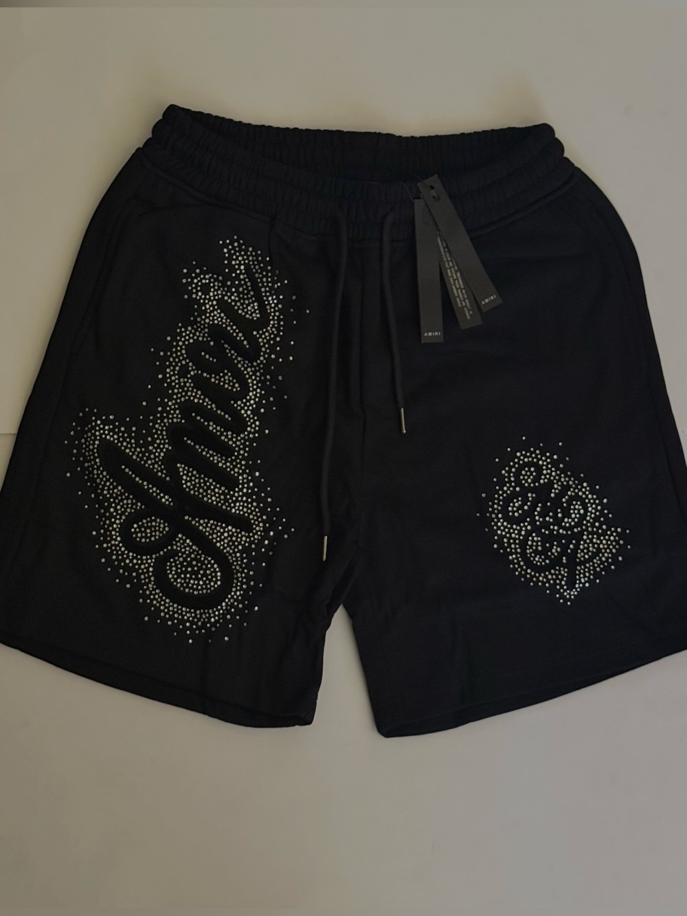 AMIRI Black Embellished Men’s Shorts with Drawstring
